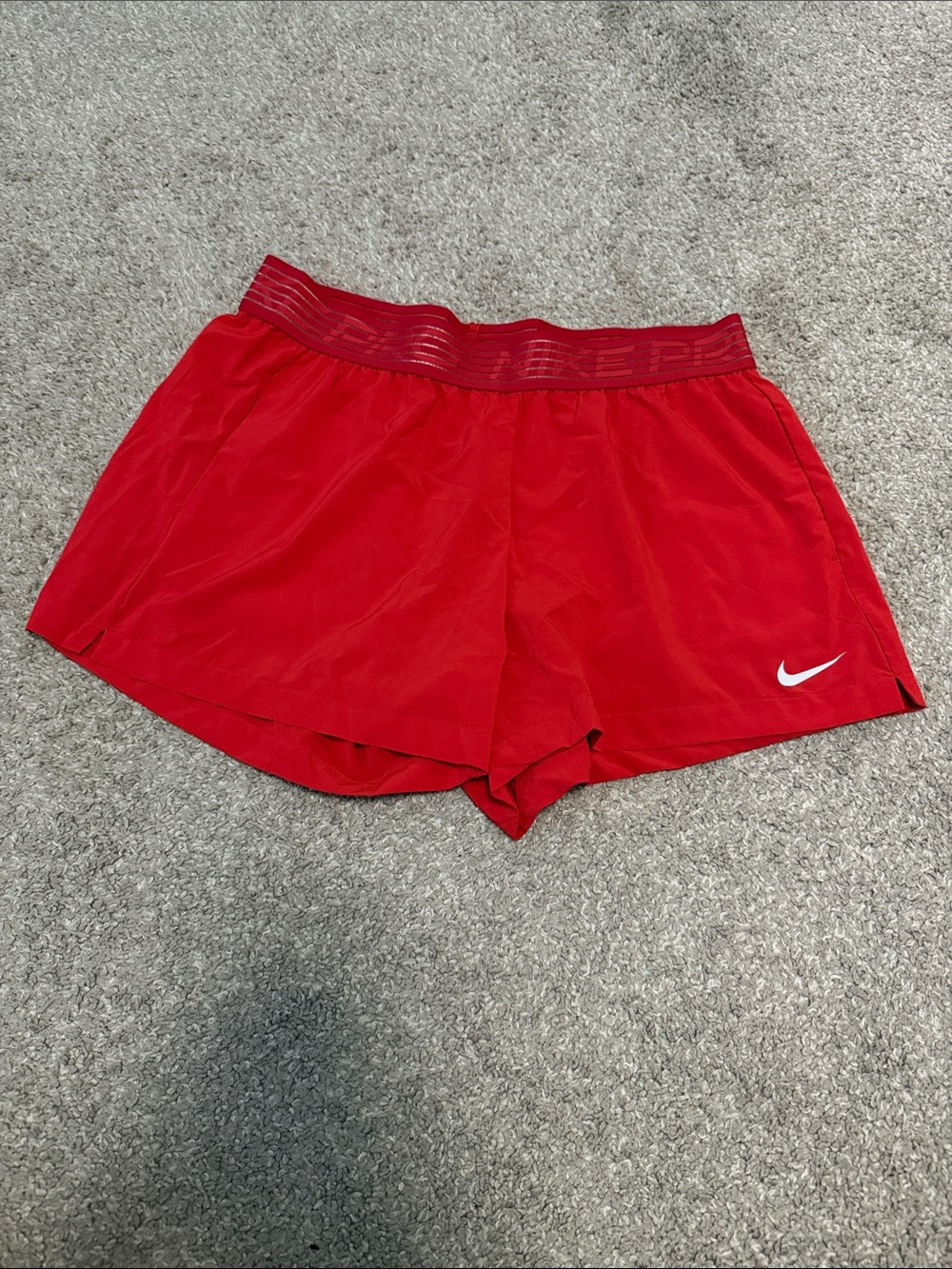 Nike Women's Red Athletic Running Shorts with Logo